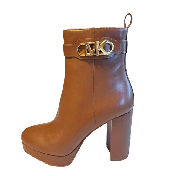 Michael Kors Women's Brown Leather Parker Platform Bootie Boots 4" Heel 10M New! - Picture 4 of 11